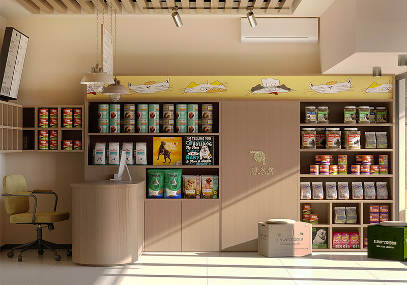 布丁寵物店全套裝修設(shè)計，社區(qū)精品寵物店定制